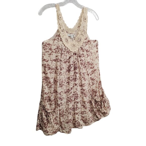 Forever 21 Dresses & Skirts - Forever 21 Sz M Dress Lace Trim Tank Floral Swing Beachy Country Cottage Flirty